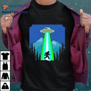 Ufo Abducting Bigfoot Mountian Pine Forest Shirt