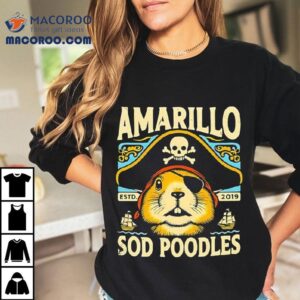 Amarillo Sod Poodles Black Prairie Dog Pirate Estd Tshirt