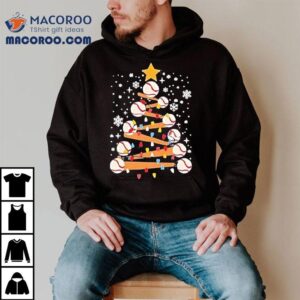 Baseball Tree Star Light Christmas Tshirt
