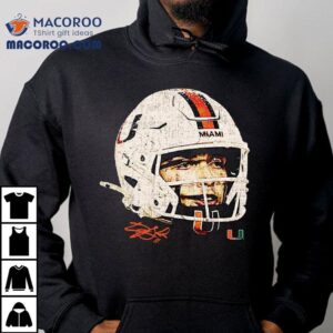 Carson Beck Miami Hurricanes Helmet Face Signature Tshirt