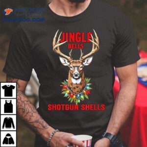 Christmas Deer Hunting Dashing Through Snow Jingle Bells Tshirt