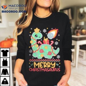 Dinosaur Merry Christmasaurus Ugly Christmas Tshirt