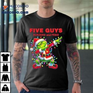 Five Guys X Grinch Lights Dabbing Christmas Tshirt