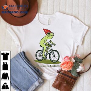 Frog Riding A Bicycle Off To Cause A Kerfuffle Tshirt