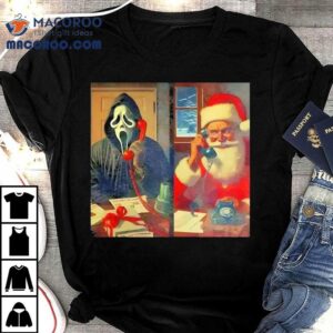 Ghost Face Calling Santa Edgy Horror Christmas Tshirt