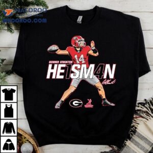 Gunner Stockton Georgia Bulldogs Heisman Stance T-shirt 2 Gunner Stockton Georgia Bulldogs Heisman Stance Tshirt