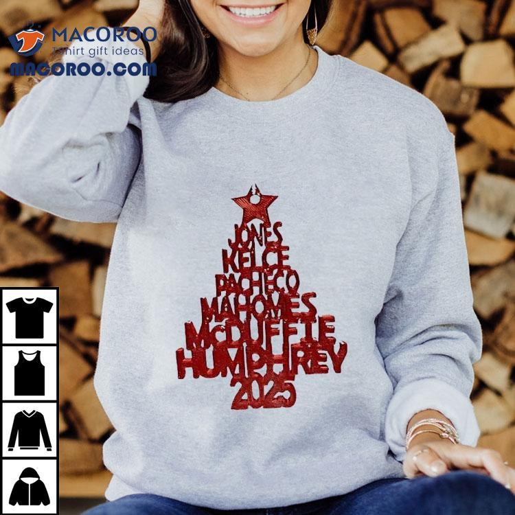 Jones Kelce Pacheco Mahomes Mcduffiehumphrey Kansas City Chiefs Christmas Tree 2025 Shirt Jones Kelce Pacheco Mahomes Mcduffiehumphrey Kansas City Chiefs Christmas Tree 2025 Shirt
