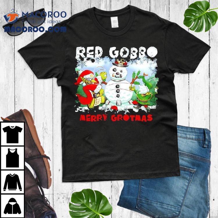 Red Gobbo Merry Grotmas Christmas With Snow Shirt Red Gobbo Merry Grotmas Christmas With Snow Shirt