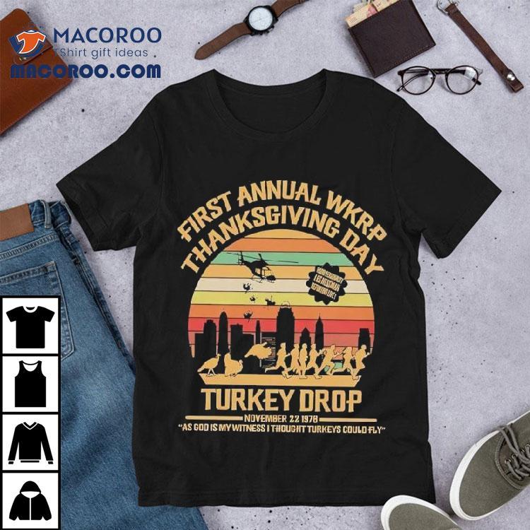 Turkeys Away Drop Sitcom Wkrp In Cincinnati Thanksgiving Day Vintage Graphic Shirt Turkeys Away Drop Sitcom Wkrp In Cincinnati Thanksgiving Day Vintage Graphic Shirt