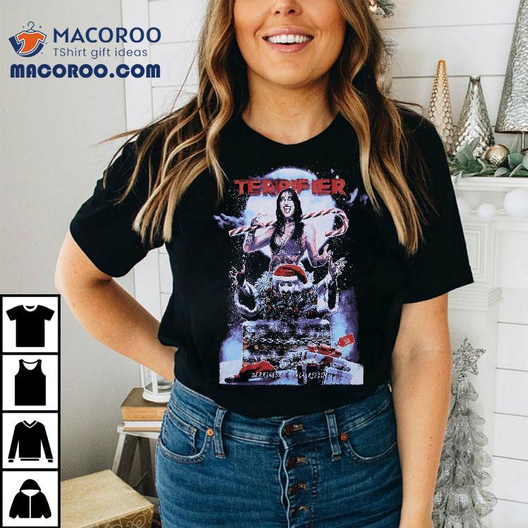Wwe Rhea Ripley X Terrifier Art the Clown Christmas T-shirt Wwe Rhea Ripley X Terrifier Art the Clown Christmas T-shirt
