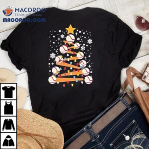 Baseball Tree Star Light Christmas Tshirt