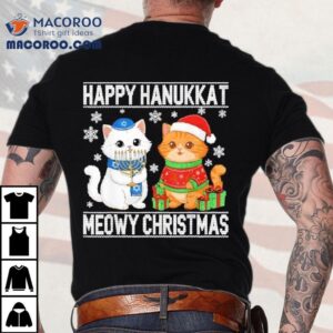 Cat Merry Christmas Happy Hanukkah Tshirt