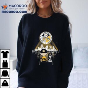 Charlie Brown And Snoopy Watching City Pittsburgh Slers Pirates And Penguins Football Tshirt