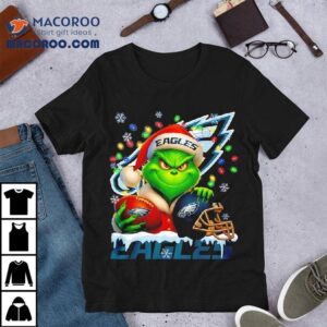 Grinch And Philadelphia Eagles Christmas Theme Helme Tshirt