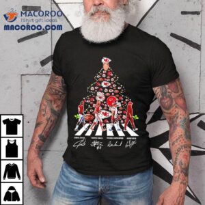Kansas City Chiefs Abbey Road Christmas Tree Jones Kelce Mahomes Coach Andy Reid Tshirt