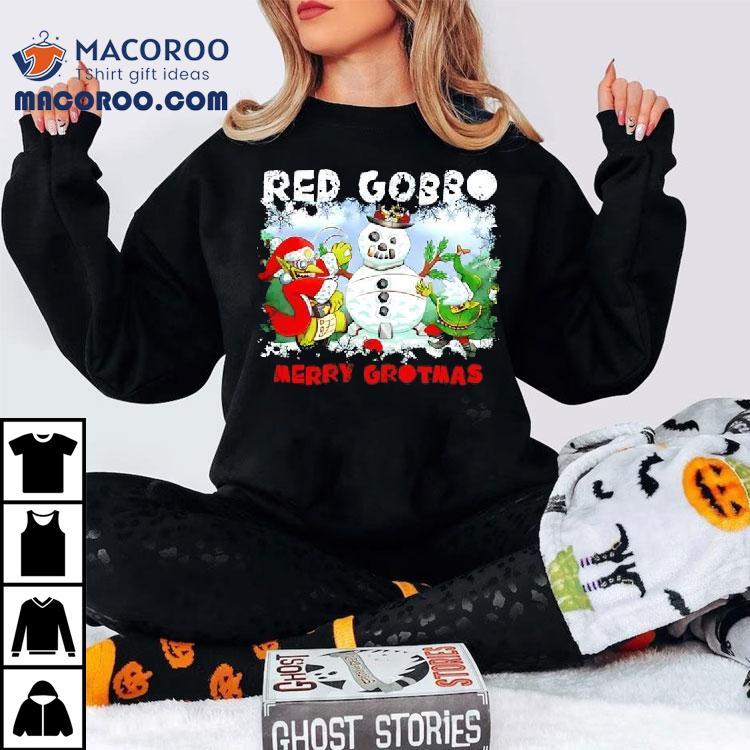 Red Gobbo Merry Grotmas Christmas With Snow Shirt Red Gobbo Merry Grotmas Christmas With Snow Shirt