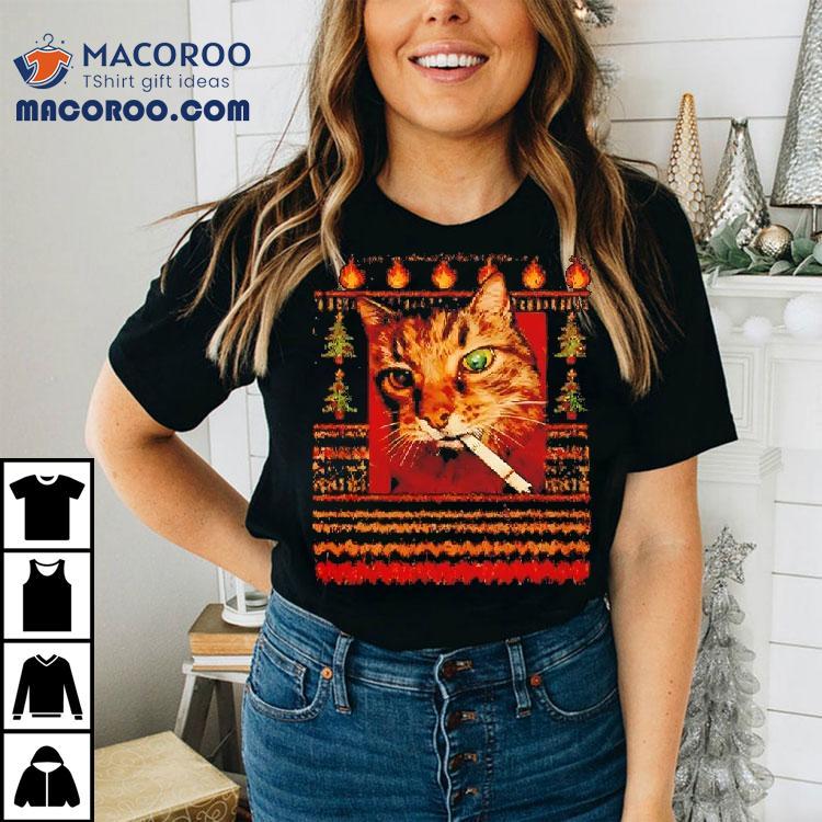 Smoking Cat Meme Merry Christmas Shirt Smoking Cat Meme Merry Christmas Shirt