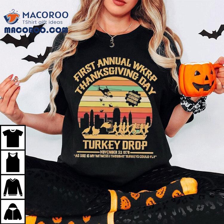 Turkeys Away Drop Sitcom Wkrp In Cincinnati Thanksgiving Day Vintage Graphic Shirt Turkeys Away Drop Sitcom Wkrp In Cincinnati Thanksgiving Day Vintage Graphic Shirt
