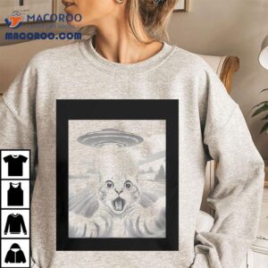 Cat Selfie With Alien Ufo Funny Cat Gifts Shirt
