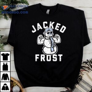 Snowman Posing Muscle Jacked Frost Merry Christmas Shirt