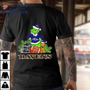 The Grinch And Max Baltimore Ravens Christmas Helmet Items Shirt