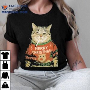 Merry Christmas Cat Cigarettes Tshirt