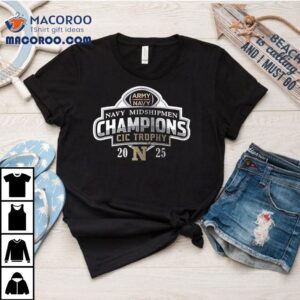 Navy Midshipmen Cic Trophy Champions Mascot Logo Tshirt