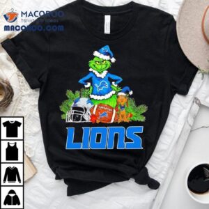 The Grinch And Max Detroit Lions Christmas Helmet Items Shirt 2 The Grinch And Max Detroit Lions Christmas Helmet Items Tshirt