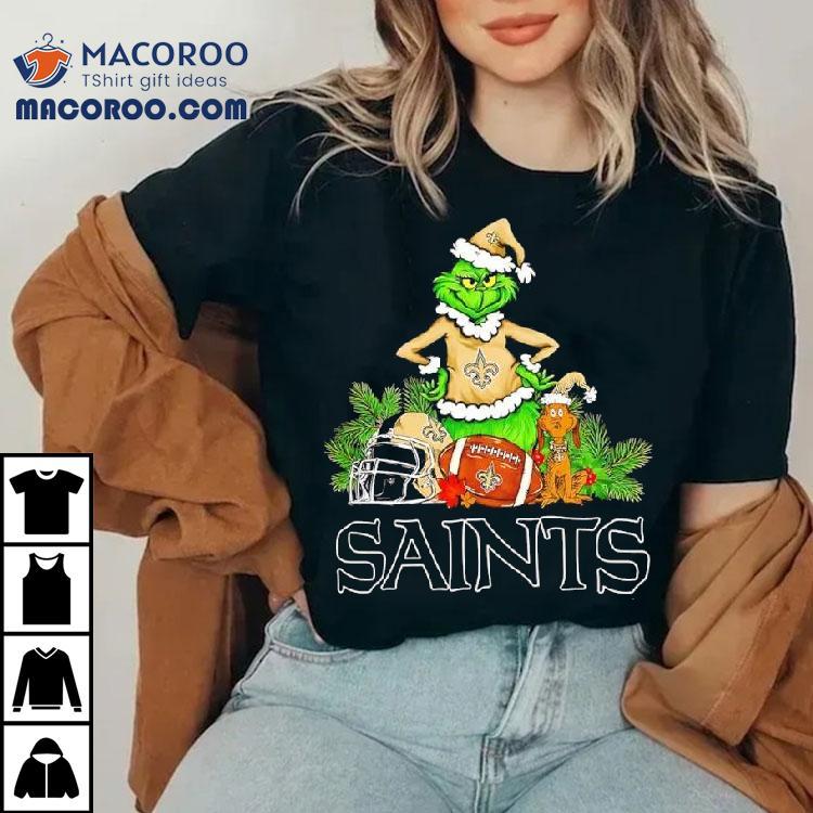 The Grinch And Max New Orleans Saints Christmas Helmet Items Shirt The Grinch And Max New Orleans Saints Christmas Helmet Items Shirt