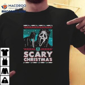Ghostface Holding Knife Scary Ugly Christmas Tshirt