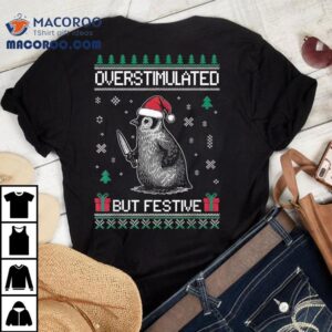 Overstimulated But Festive Ugly Christmas Penguin Knife Tshirt