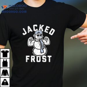 Snowman Posing Muscle Jacked Frost Merry Christmas Tshirt