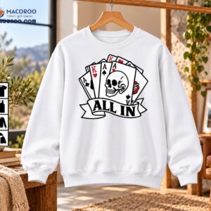 All In Poker Skull Tattoo Style Playing Cards Shirt