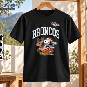 Broncos Christmas Sleigh Reindeer Cartoon Shirt