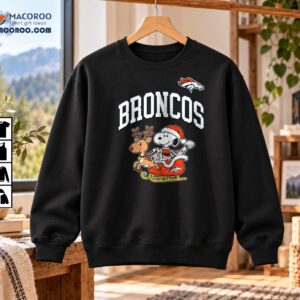 Broncos Christmas Sleigh Reindeer Cartoon Shirt
