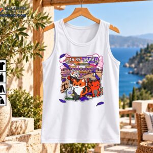 CIN 35-13 BAL cartoon football design with orange tiger cats, purple ravens, stadium and Never More tombstone