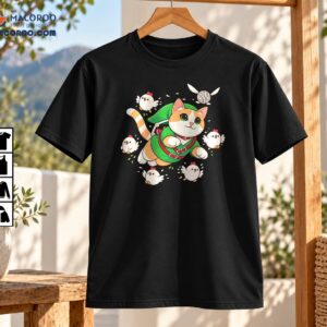 Cute Orange Cat Green Adventurer Costume Fantasy Art Shirt