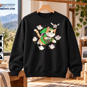 Cute Orange Cat Green Adventurer Costume Fantasy Art Shirt