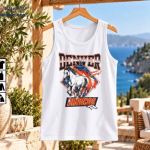 Denver Broncos Country Running Horse Vintage Football Shirt 2 Denver Broncos Country football graphic with a galloping white horse, distressed navy backdrop, orange lettering, and vintage sports artwork