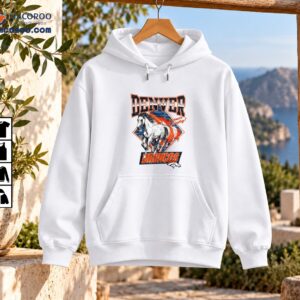 Denver Broncos Country Running Horse Vintage Football Shirt 3 Denver Broncos Country football graphic with a galloping white horse, distressed navy backdrop, orange lettering, and vintage sports artwork