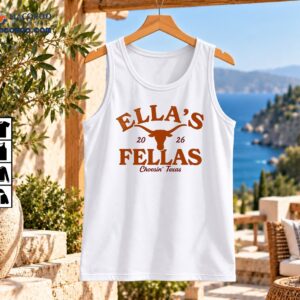 Ella’s Fellas Choosin’ Texas shirt design with a burnt-orange longhorn, vintage lettering, and maroon accents