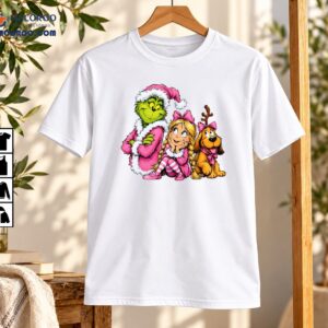 Grinch Cindy Lou Who And Max Pink Christmas Cartoon Shirt