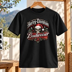 Harley-Davidson Budweiser Christmas Skeleton Graphic Shirt