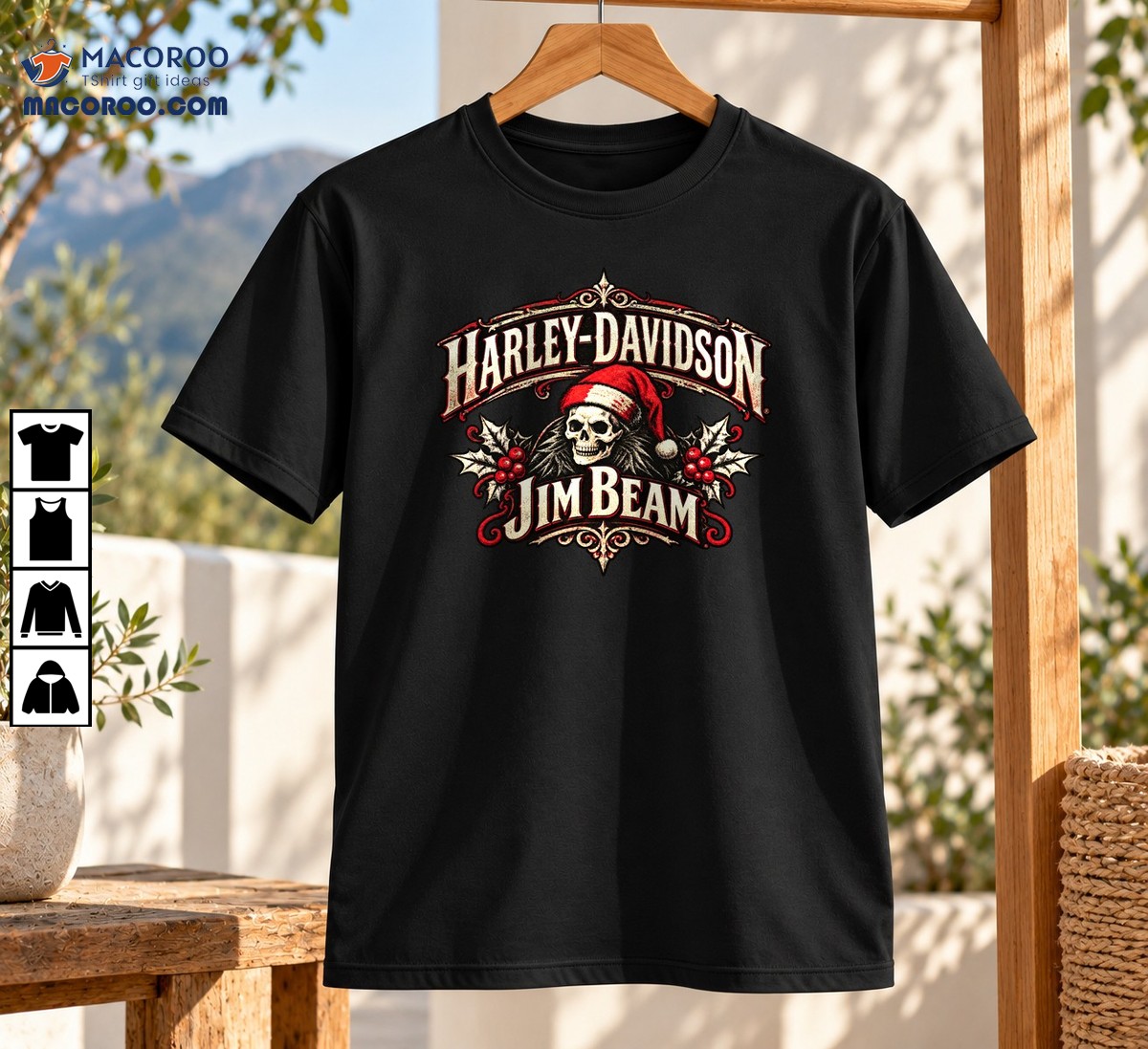 Harley Davidson Jim Beam Christmas Skeleton Shirt Harley Davidson Jim Beam Christmas Skeleton Shirt