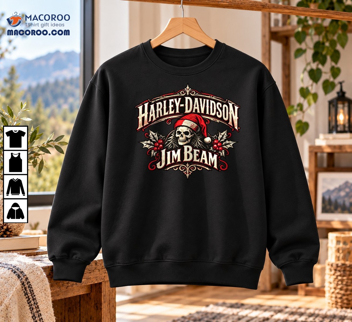 Harley Davidson Jim Beam Christmas Skeleton Shirt Harley Davidson Jim Beam Christmas Skeleton Shirt