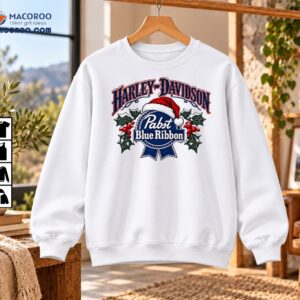 Harley Davidson Pabst Blue Ribbon Christmas Vintage Shirt