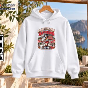 How Bout Them Tigers Upset In Athens Football Rivalry Shirt 3 Auburn football shirt graphic with How Bout Them Tigers, Upset in Athens, a player leaping over a bulldog, and a 27-24 score