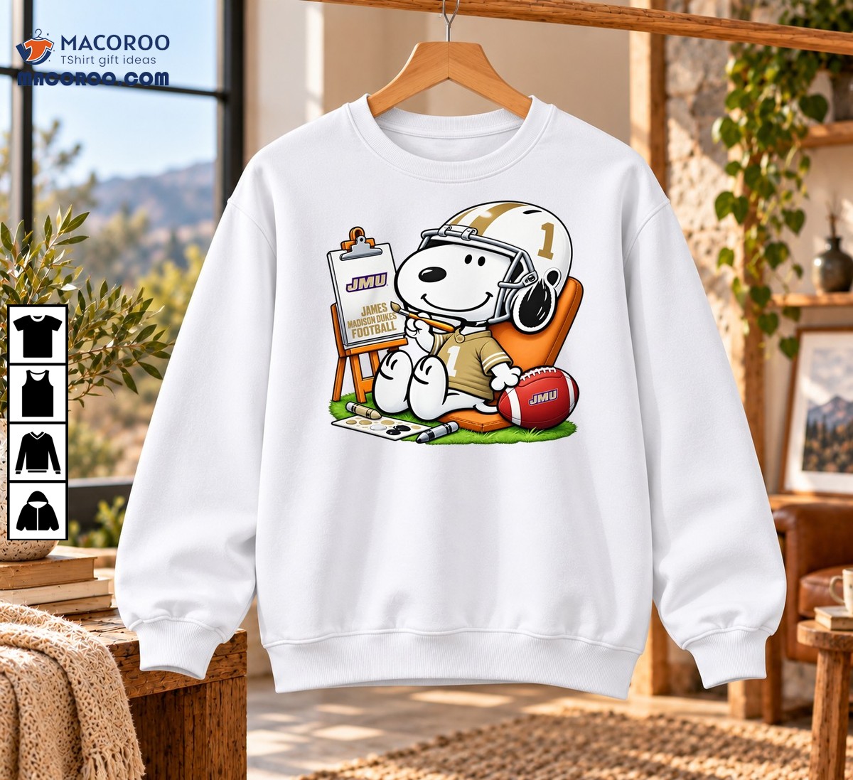 James Madison Dukes Football Number 1 Snoopy Painting Shirt James Madison Dukes Football Number 1 Snoopy Painting Shirt