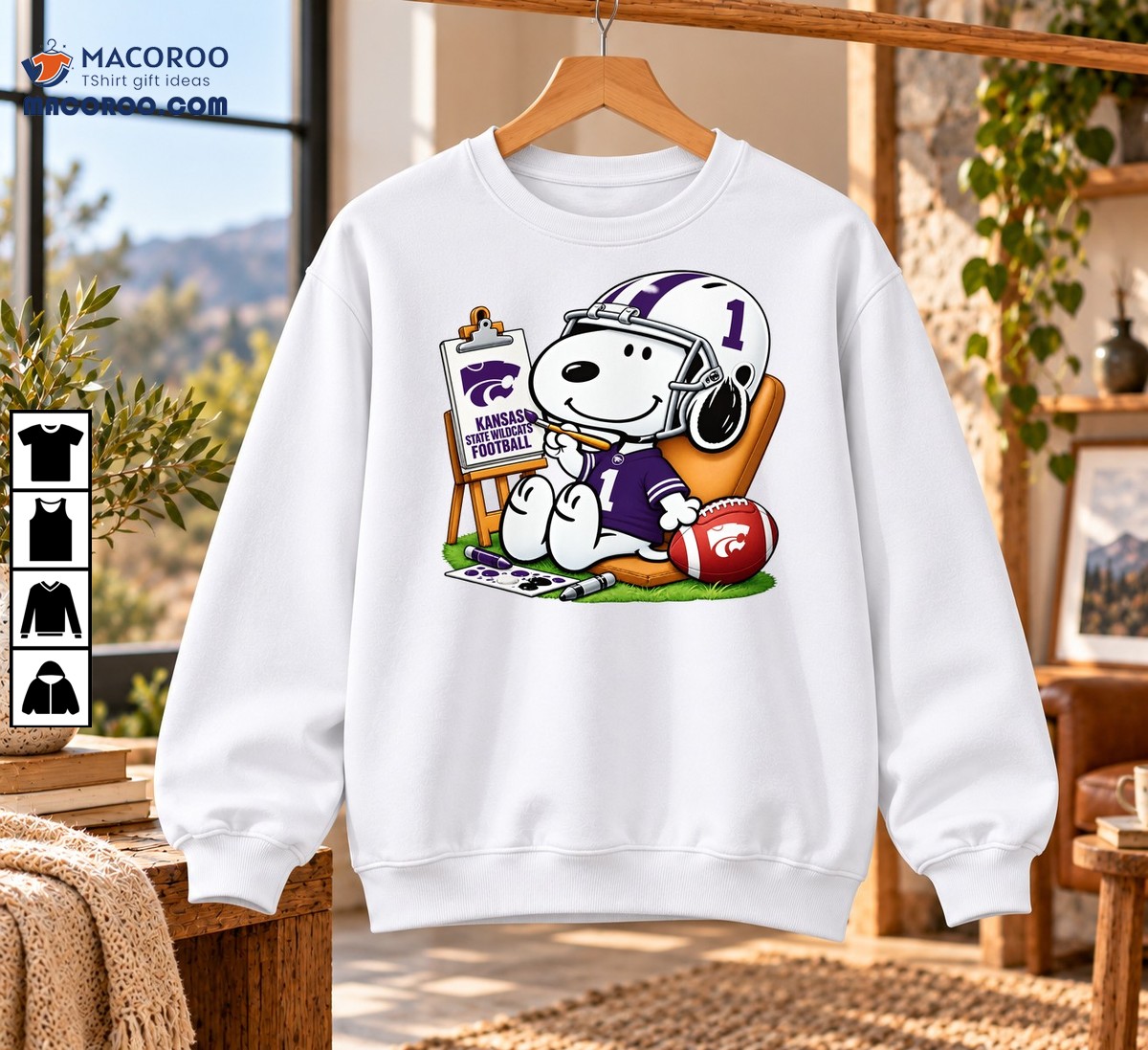 Kansas State Wildcats Football Number 1 Snoopy Painting Shirt Kansas State Wildcats Football Number 1 Snoopy Painting Shirt