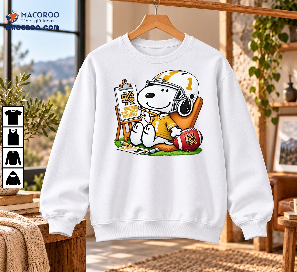Kennesaw State Owls Football Number 1 Snoopy Painting Shirt Kennesaw State Owls Football Number 1 Snoopy Painting Shirt
